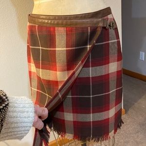 Jones New York plaid wrap skirt